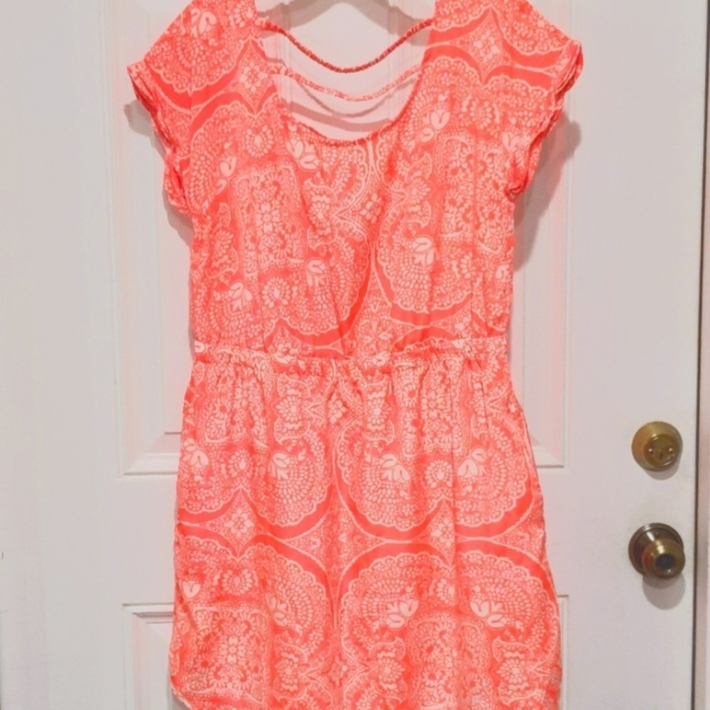American Eagle Outfitters Vibrant Orange Patterned Dress
